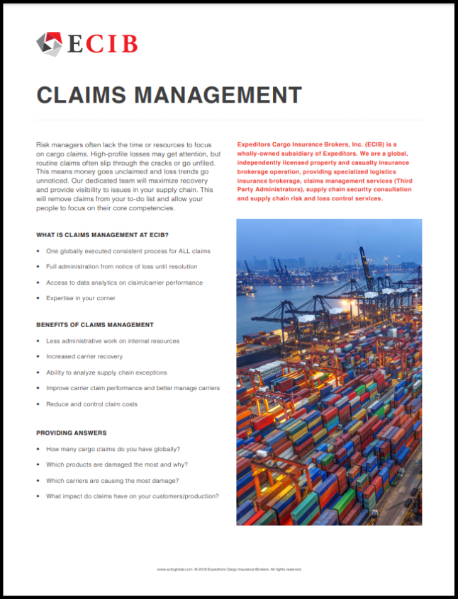 ECIB Claims Management Flyer Thumbnail with Border