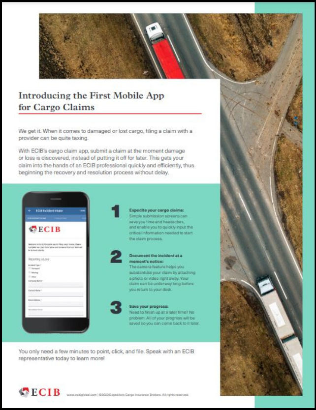ECIB Mobile App for Cargo Claims Flyer Thumbnail with Border